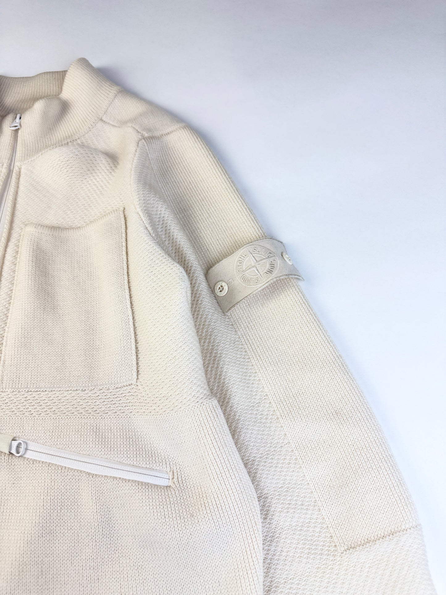 Stone Island 2017 Khaki Wool Zipped Ghost Piece Jumper - Small
